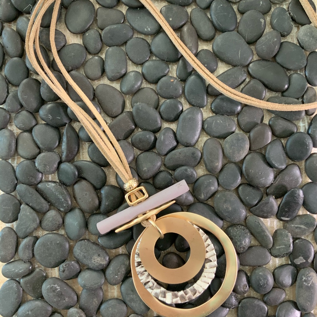 Circles Pendant Snake Skin And Gold
